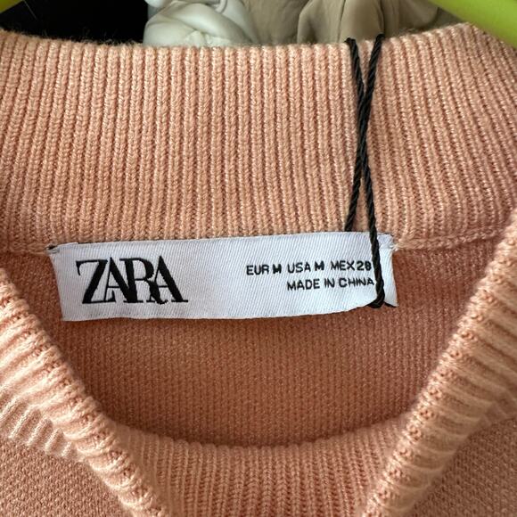 Zara Long Sleeve Knit Sweater Size Medium 6254/005/623 Feminine Puff Sleeves - Picture 3 of 8